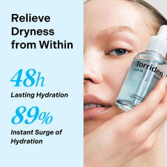 Torriden DIVE IN serum applied to face for smooth makeup prep.