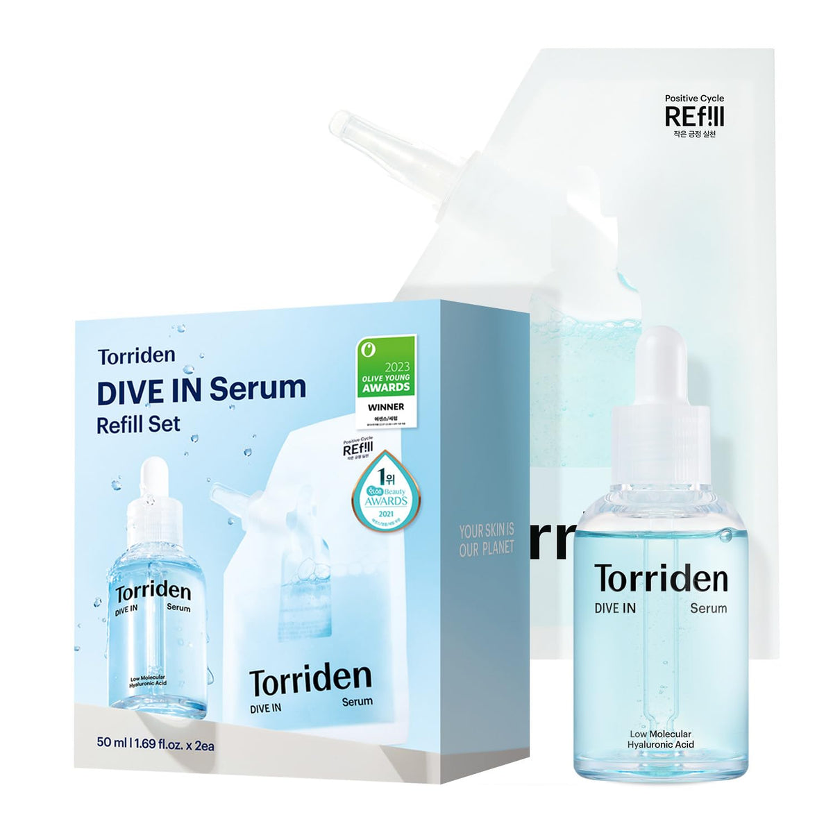 Torriden DIVE IN Serum bottle close up showing hydration base
