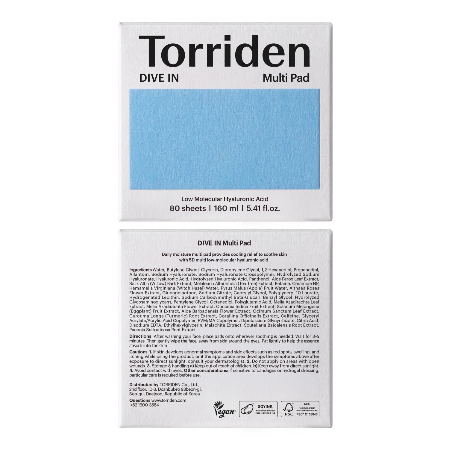 Torriden DIVE IN packaging and product emphasize sustainability focus.