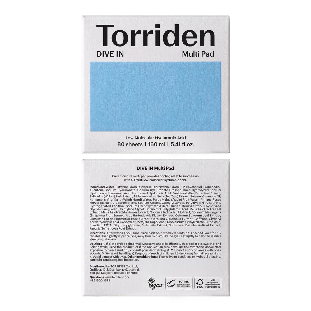 Torriden DIVE IN packaging and product emphasize sustainability focus.
