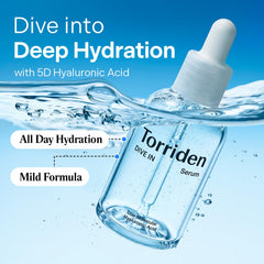 Torriden DIVE IN serum with watery texture for light moisturizing.
