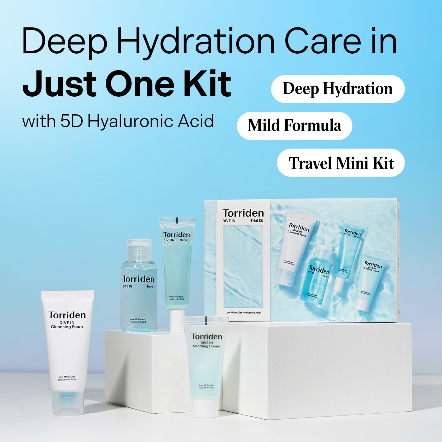 Torriden DIVE IN toner image highlighting light, refreshing prep for absorption.
