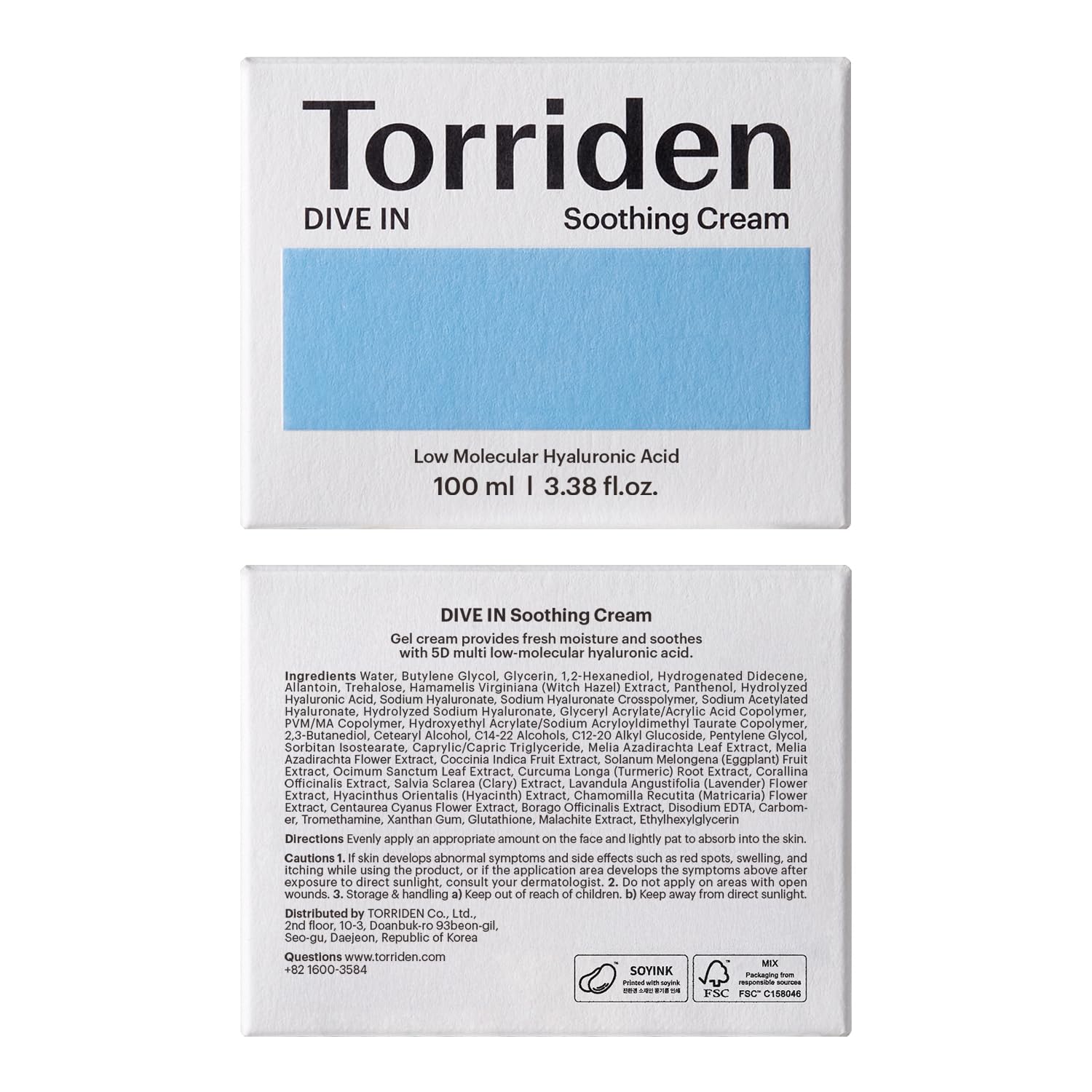 Torriden DIVE IN vegan certification badge on product image