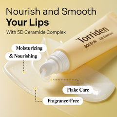 Torriden SOLID In Ceramide Lip Essence, aplicación suave para uso diario.