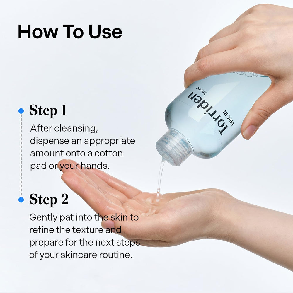 Torriden Dive in Toner: fórmula suave para piel sensible, sin irritantes comunes.