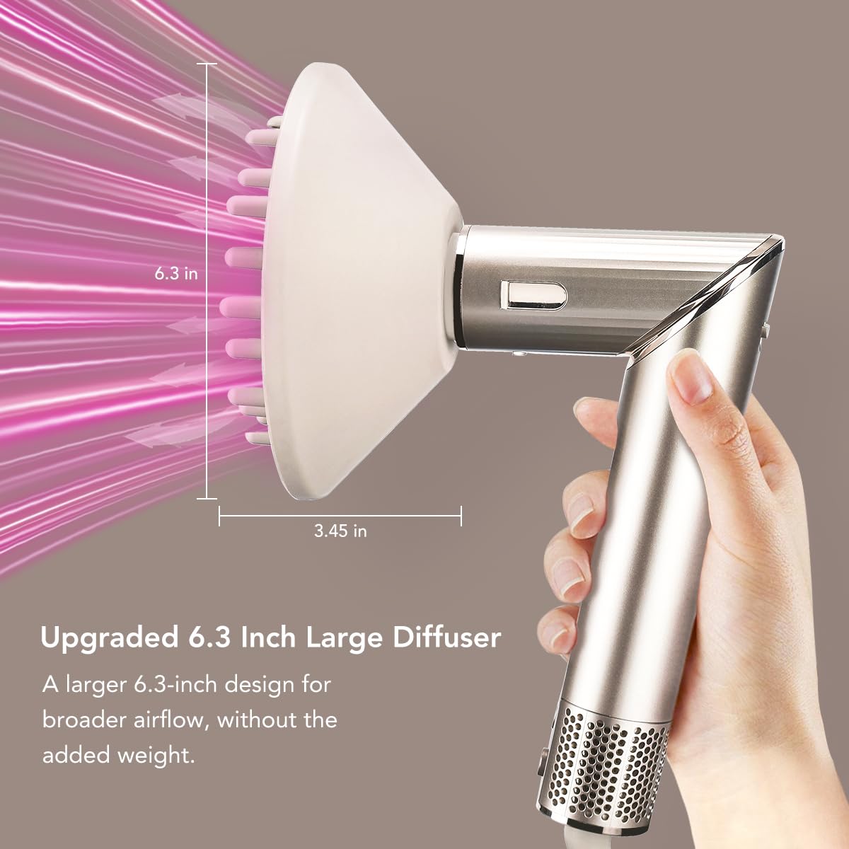 TOSAGE diffuser with extended prongs lifting roots for added volume
