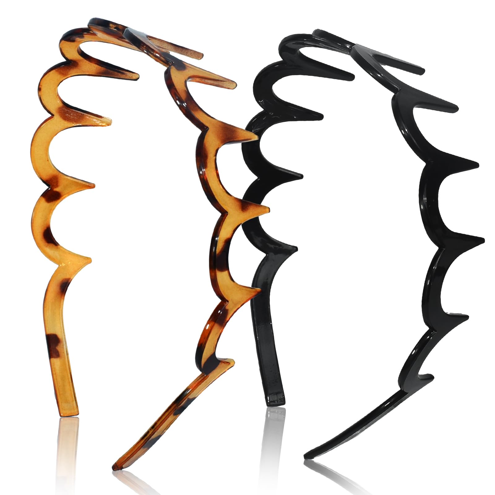 TOSEFES diadema zigzag con dientes adelante aporta volumen inmediato para peinados.