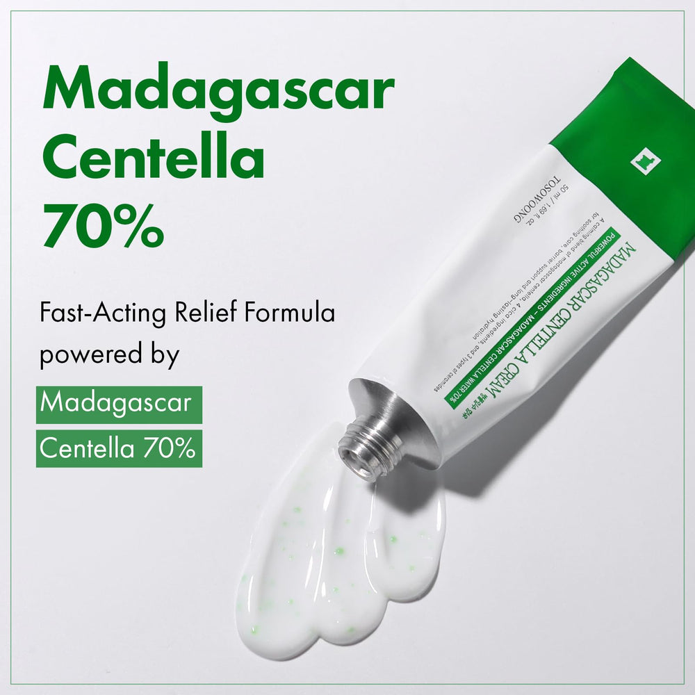 TOSOWOONG Centella 9 actives close-up highlights a potent soothing complex.