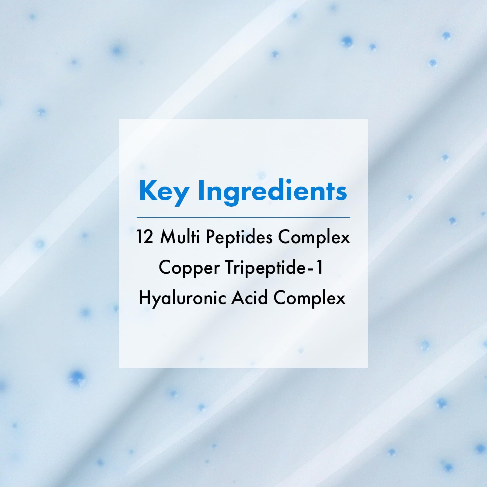 Packaging image with bottle label emphasizes 99% Copper Tripeptide-1 purity and advanced care.