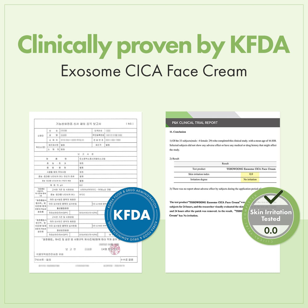 TOSOWOONG Exosome CICA night application for overnight hydration.