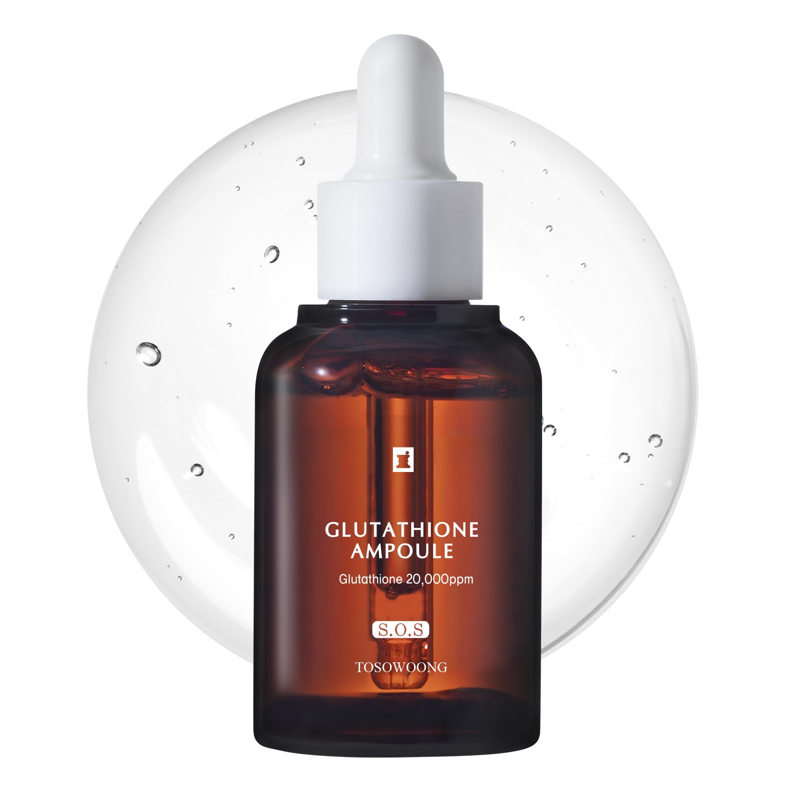 Tosowoong glutathion serum 20000ppm frasco frontal para piel radiante
