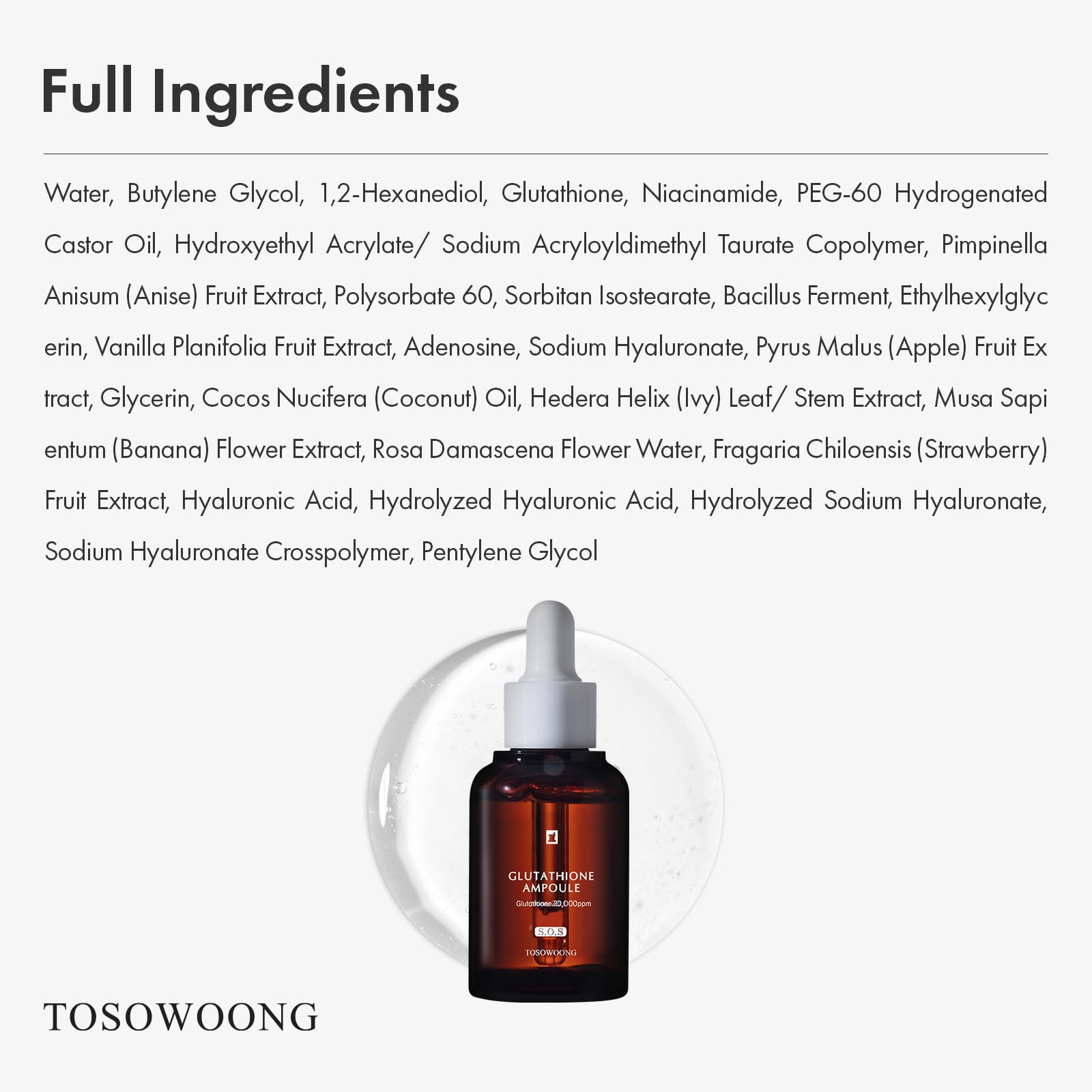 Empaque compacto de Tosowoong glutathion serum para viaje