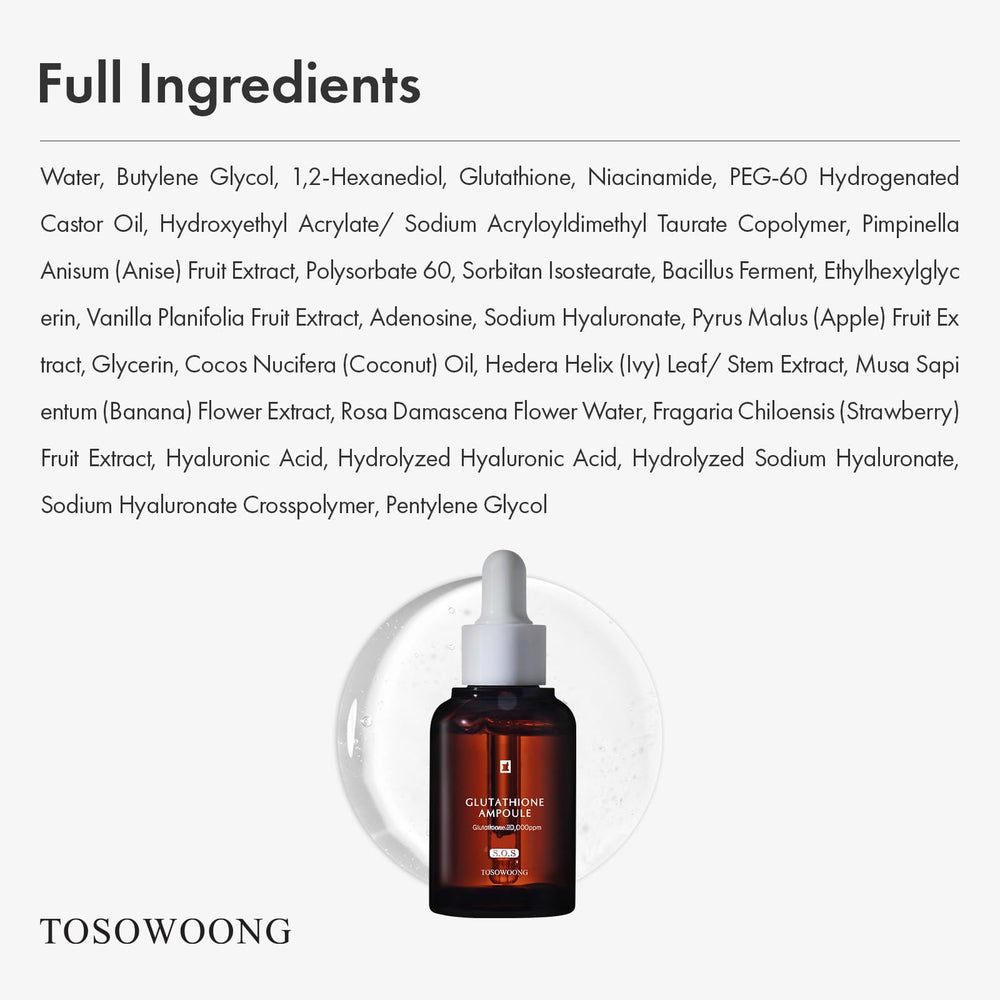 Empaque compacto de Tosowoong glutathion serum para viaje