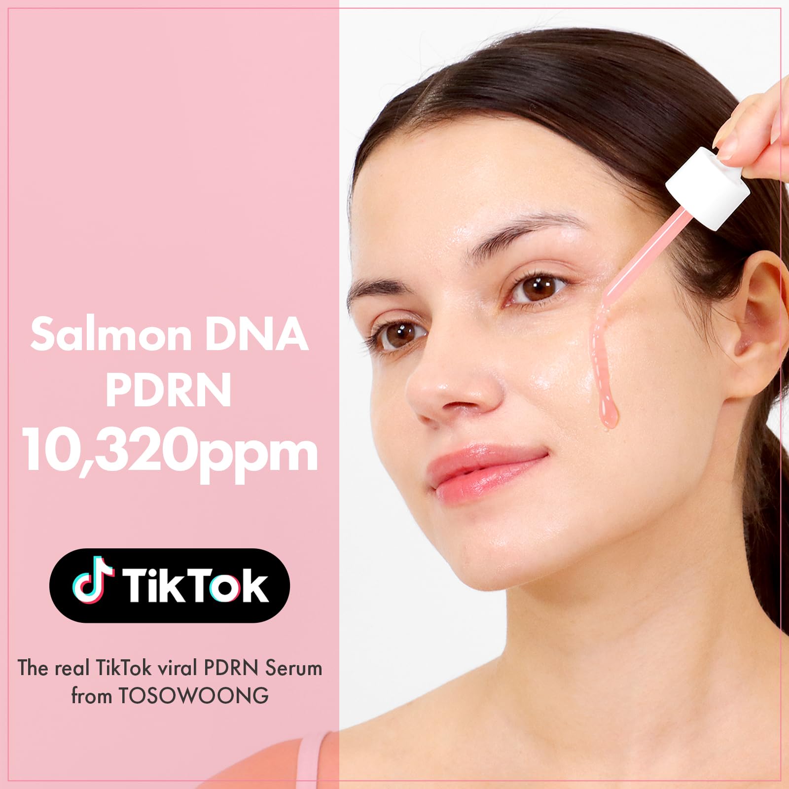 TOSOWOONG pink peptide serum texture close-up for gentle skin care