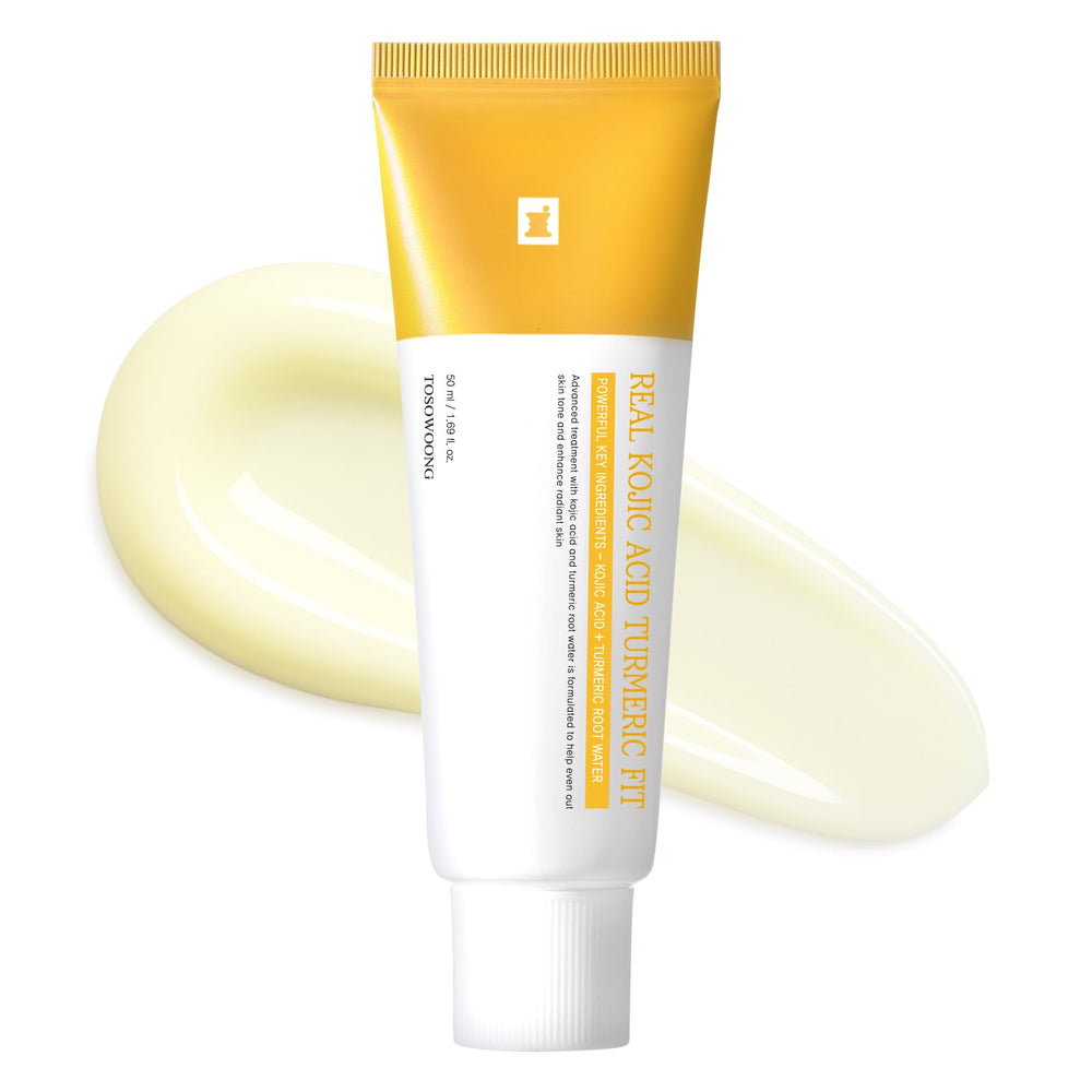 TOSOWOONG Real envase de 50 ml con ácido kojico y cúrcuma para tono uniforme.