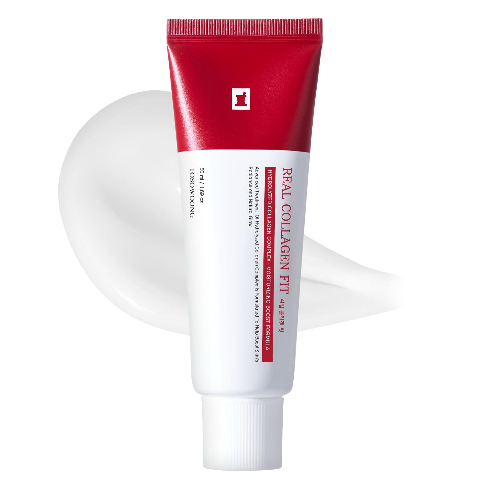 TOSOWOONG Real Collagen Fit mask jar showing hydration-focused formula and premium packaging