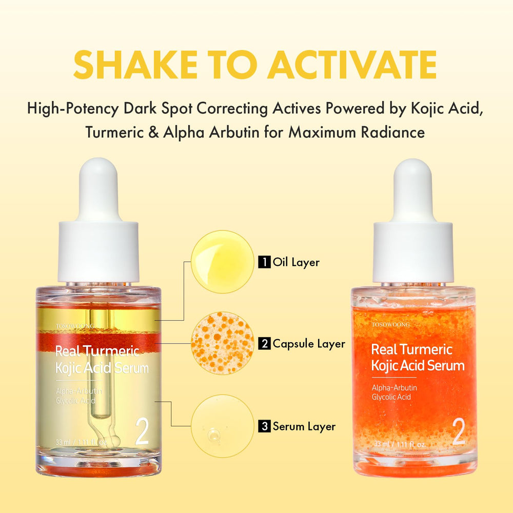 Shake activated triple layer serum visual showing activation