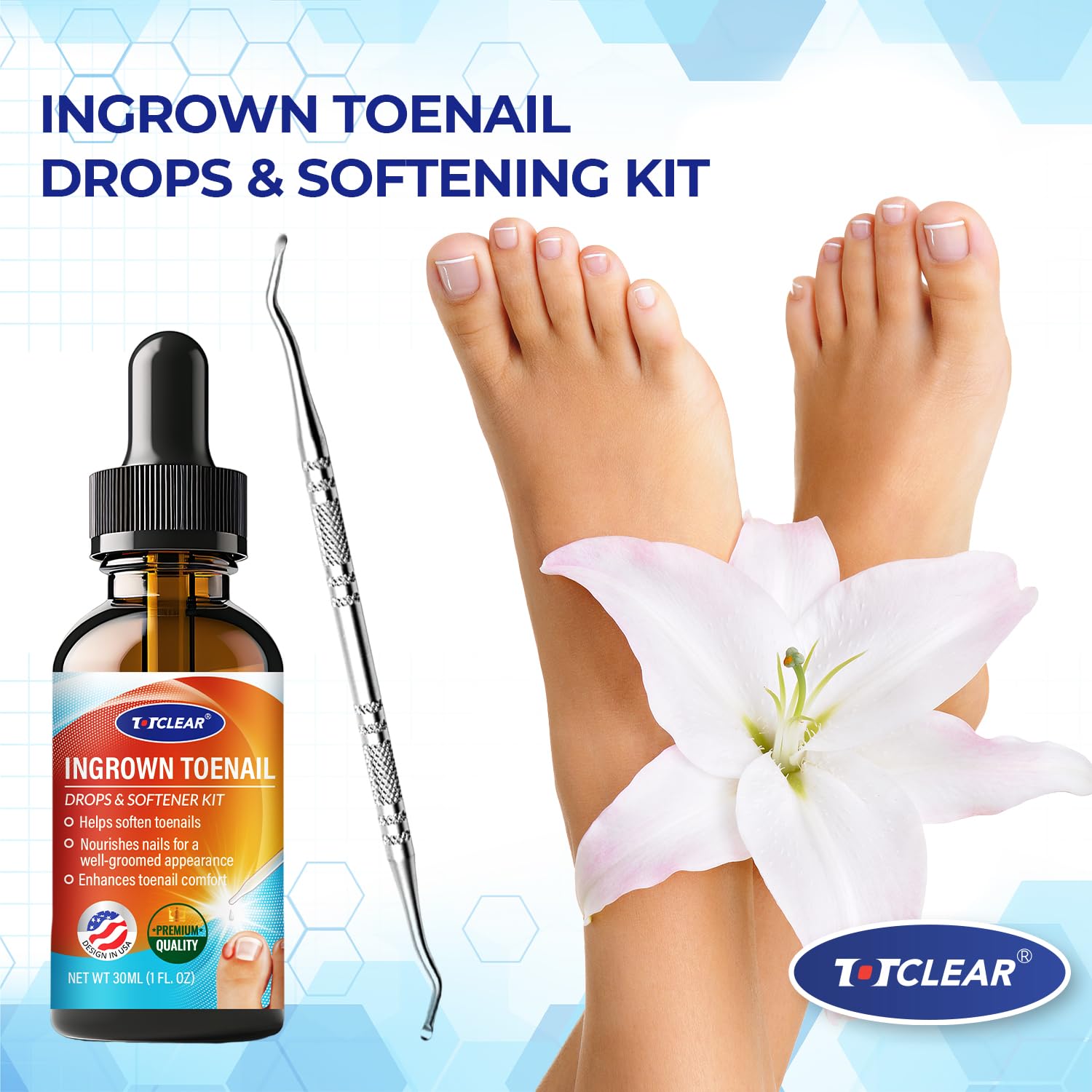 TOTCLEAR application accessories image highlighting mess-free treatment options.