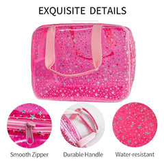 TotePrint transparent star pouch highlights clear view of contents for quick access.