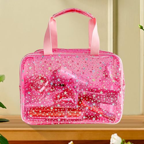 TotePrint clear zipper bag demonstrates secure closure and easy item retrieval.
