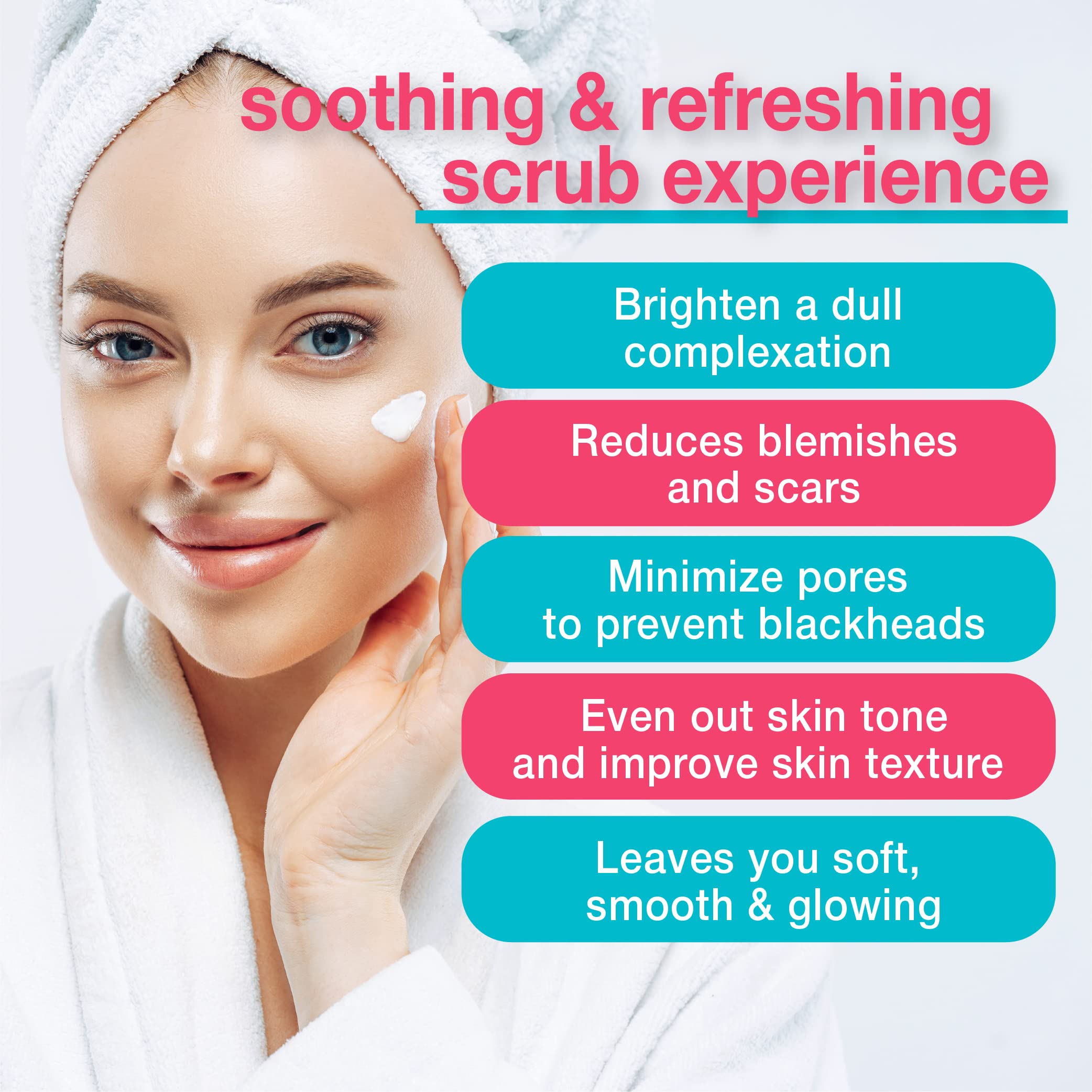 TOUCH exfoliante facial con aloe vera para calmar e hidratar durante el uso.