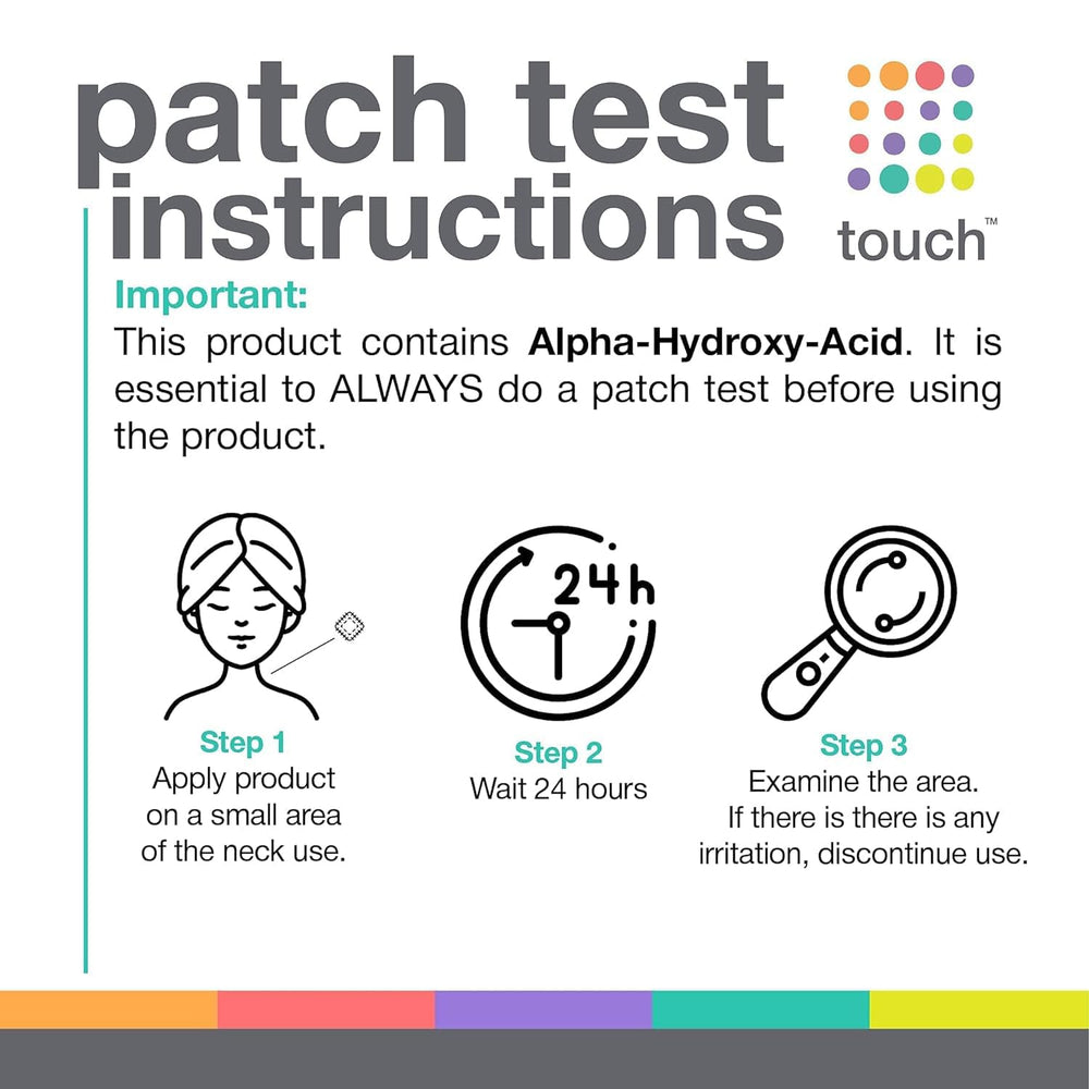 Vegan label on TOUCH Glycolic Lotion highlighting clean ingredients