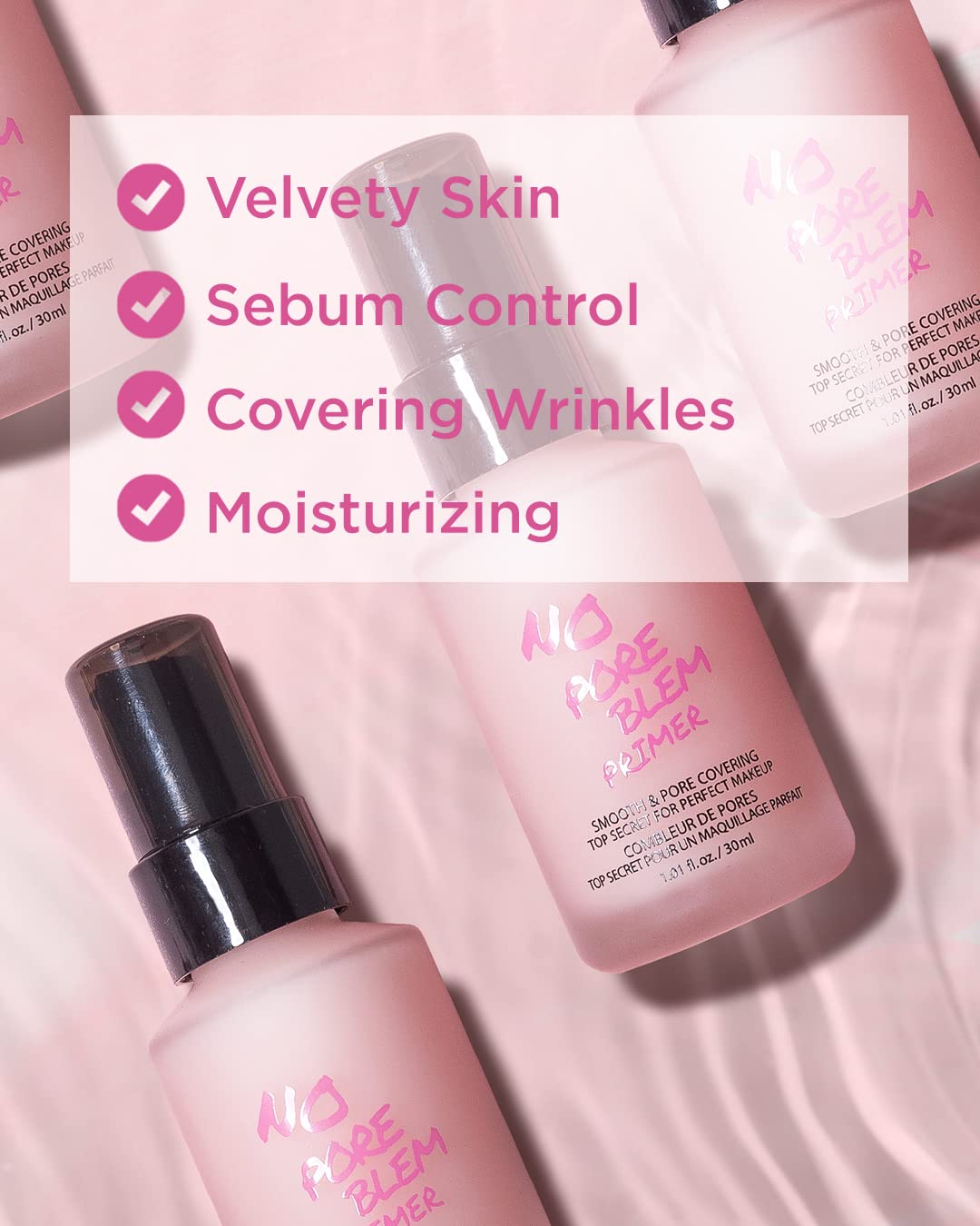 Touch in Sol No Pore Blem Primer swatch reveals hydrating, pore-minimizing formula.