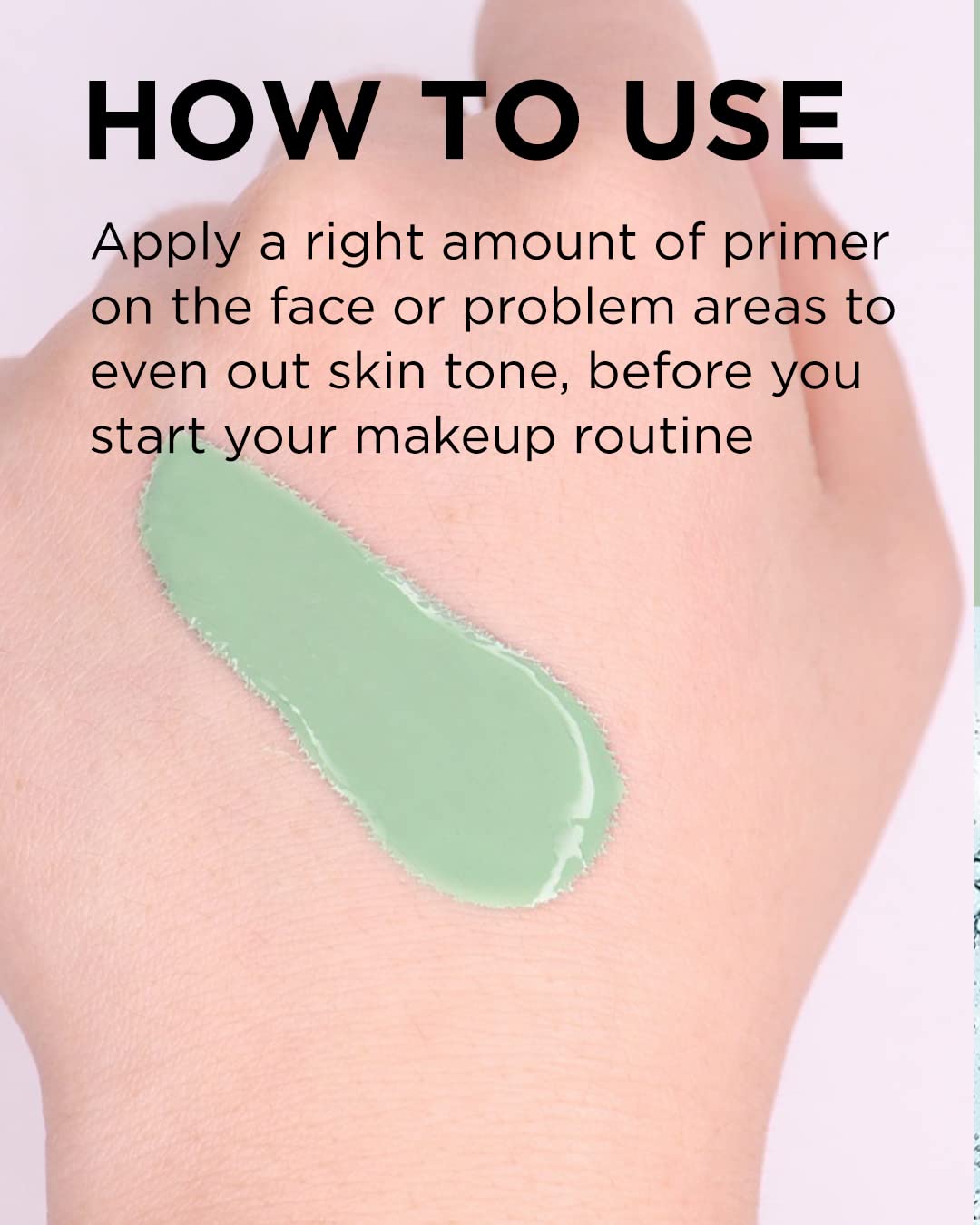 Touch in Sol primer texture on skin closeup ready for foundation application.