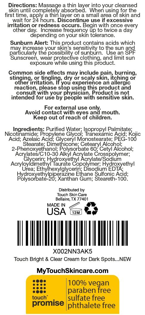 TOUCH Radiance Cream daily-use application shows gentle, non-irritating skin care