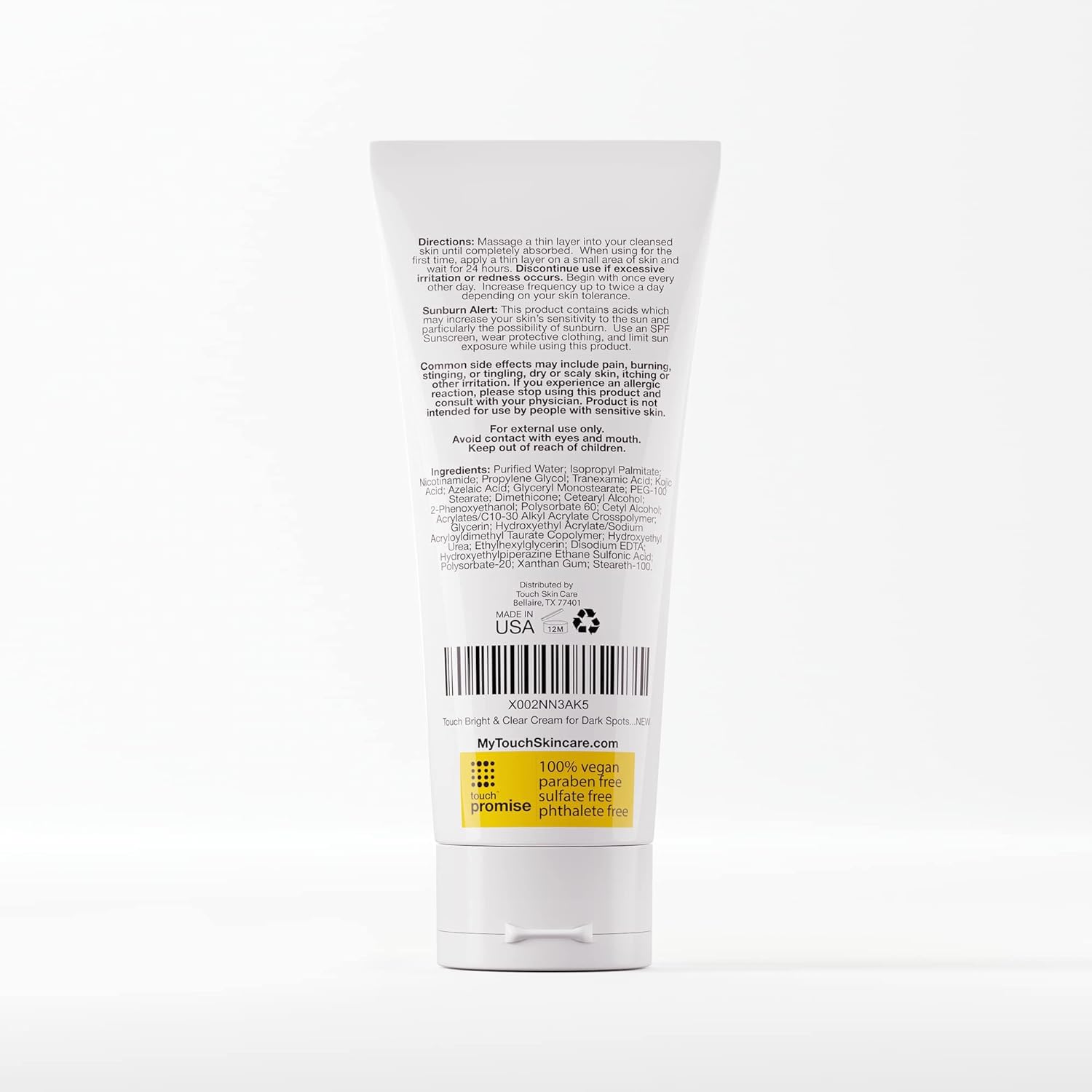 TOUCH Radiance Cream made in USA emphasizes quality and clean formula