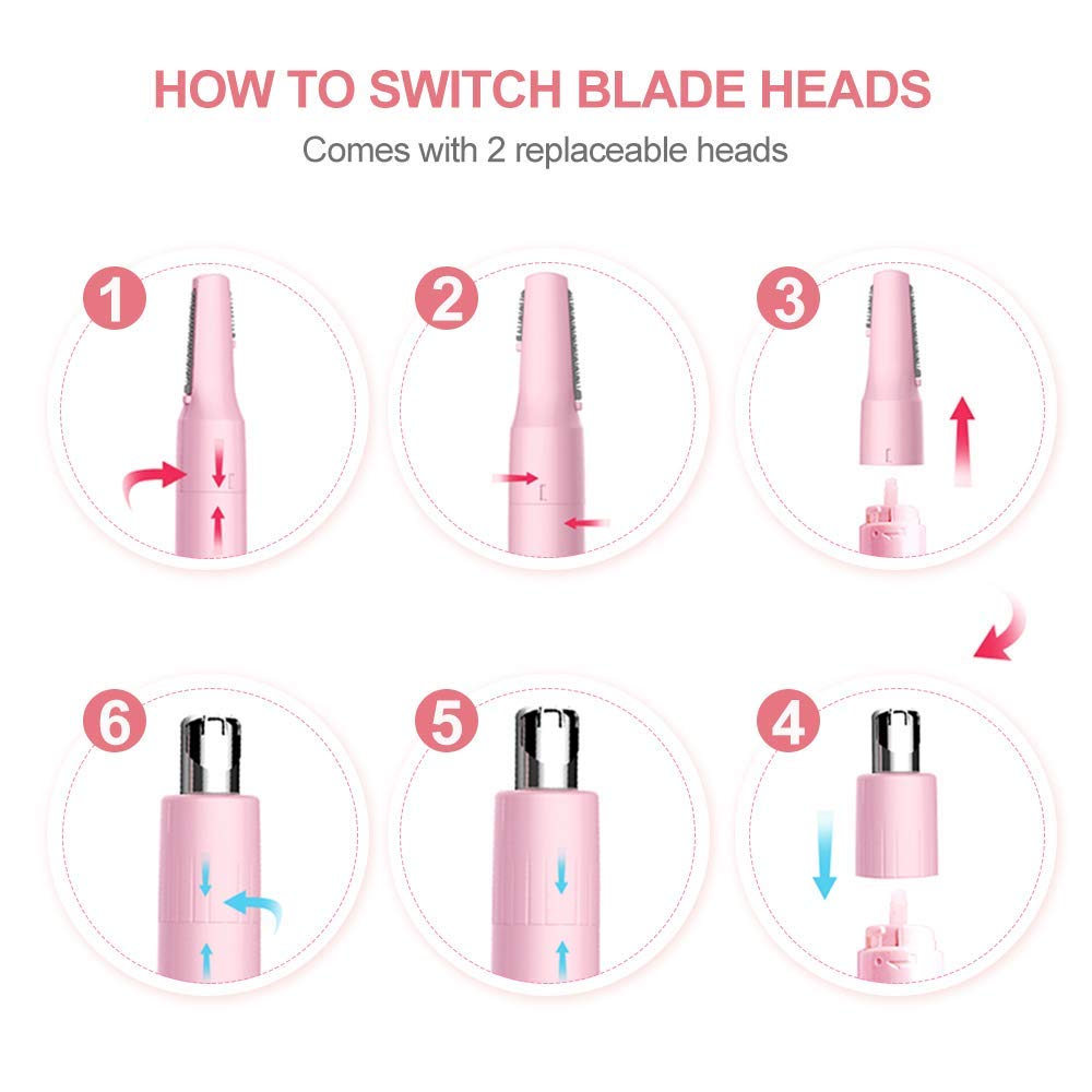 TouchBeauty Nose Trimmer Head with curved hypoallergenic blades for comfortable trimming.