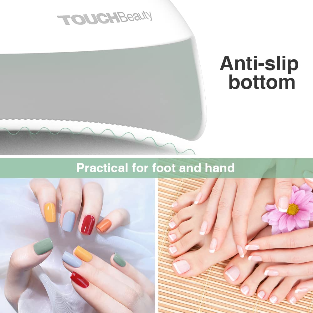 TOUCHBeauty mini nail dryer fits neatly on any vanity or desk.
