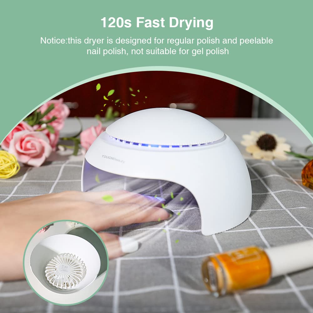 TOUCHBeauty travel-friendly nail dryer for quick polish sessions away from home.