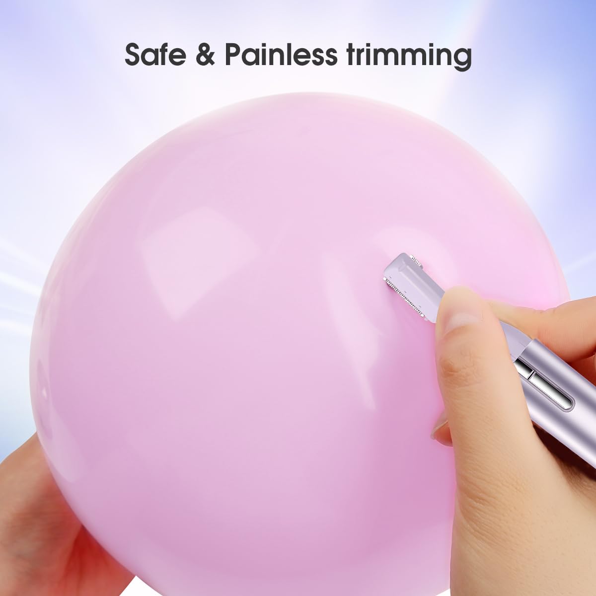 TOUCHBeauty trimmer in use on the face for safe skin friendly trimming