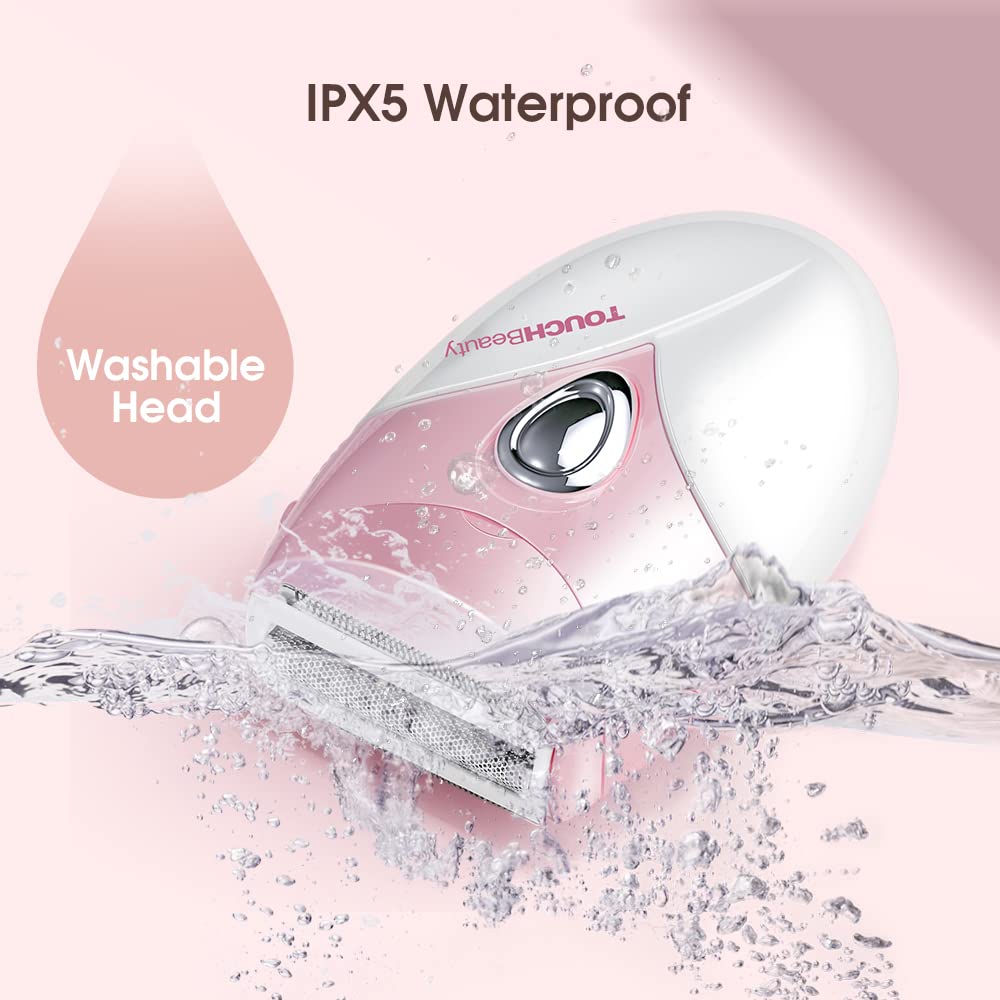 TOUCHBeauty shaver with waterproof ports, pink, easy cleaning after use.