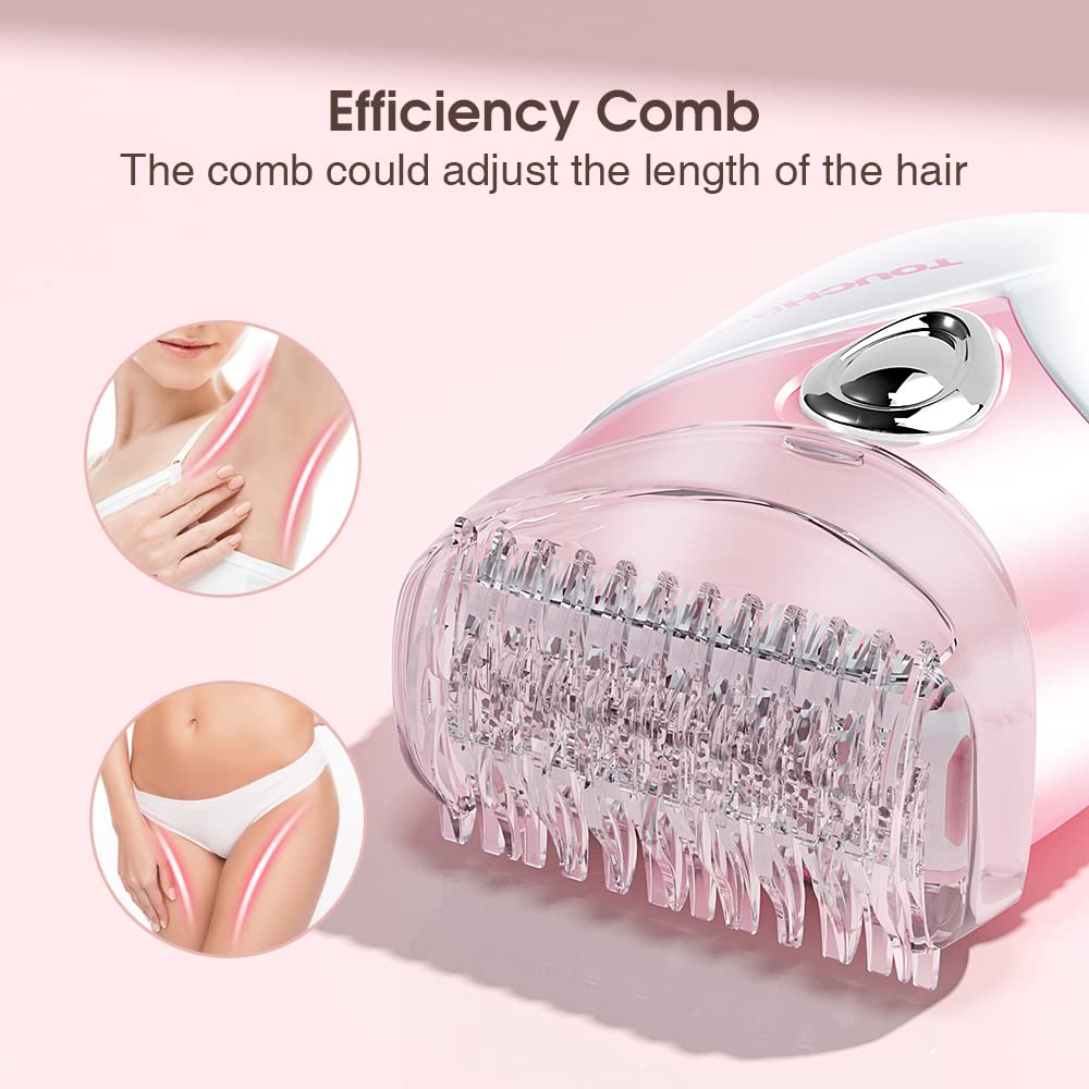 TOUCHBeauty cordless shaver, pink, battery-powered with a compact travel case.