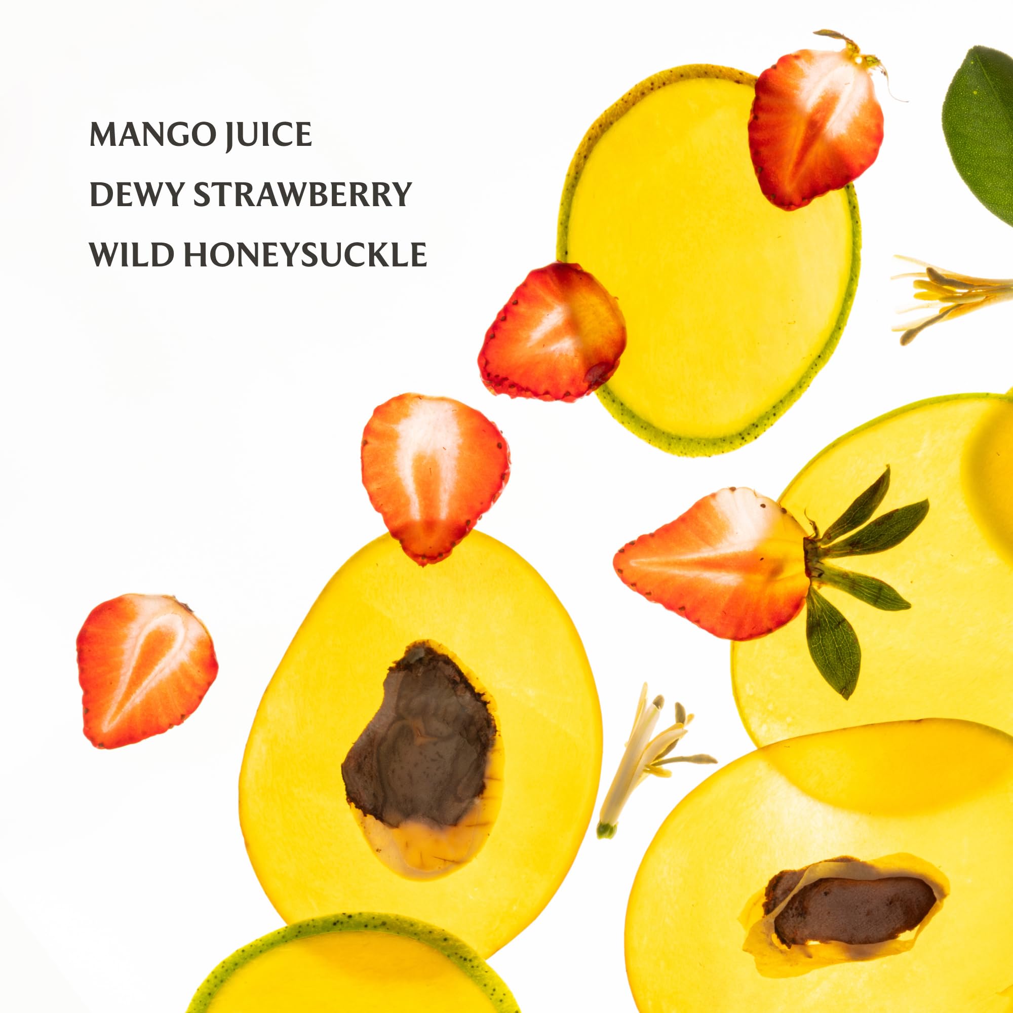 Notes of mango and pineapple appear in Mango Mojo fragrance notes.