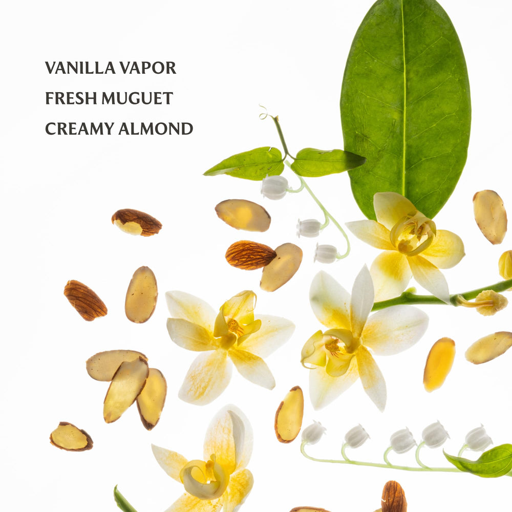 Touchland Vanilla Velvet highlights hyaluronic acid as a skin-friendly ingredient.