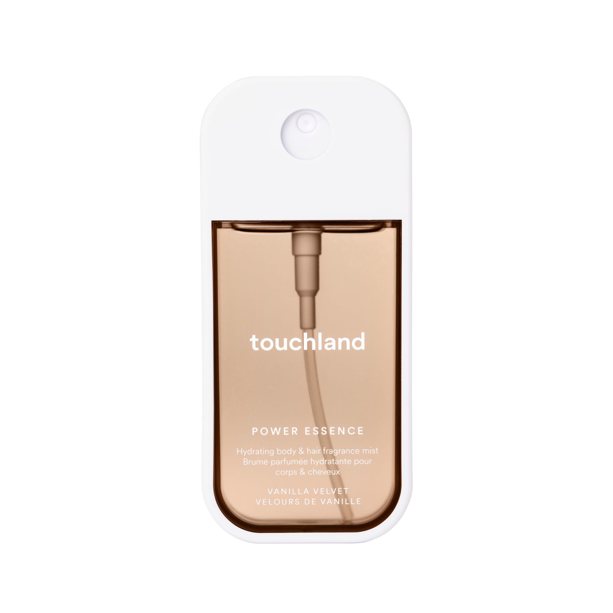 Touchland Vanilla Velvet mist bottle offers a warm gourmand scent for body and hair.