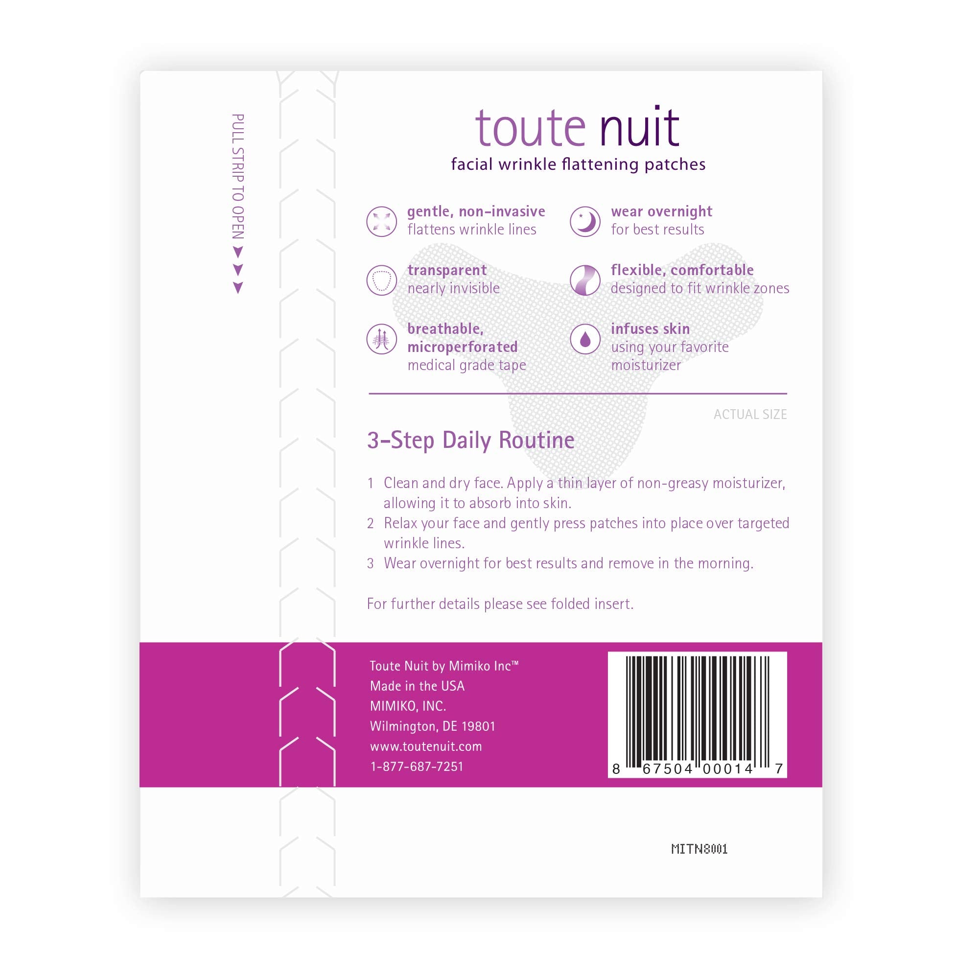 Toute Nuit patches around the mouth soften fine lines while resting.