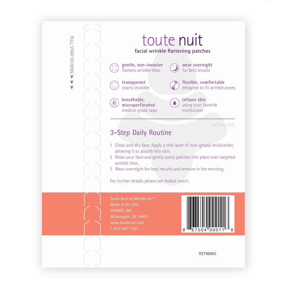 Toute Nuit wrinkle patches eye-area curve-shape for crow's feet and fine lines.