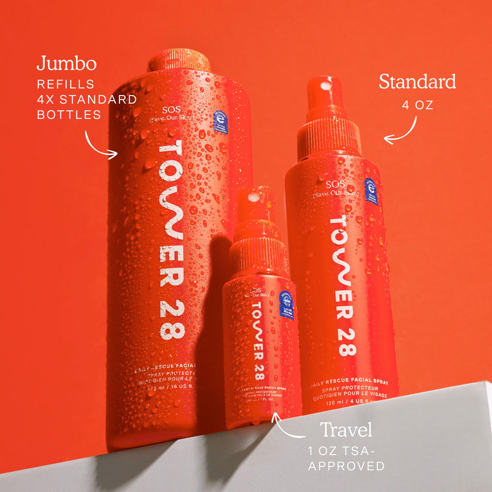 Tower 28 Jumbo SOS Daily Rescue packaging on display