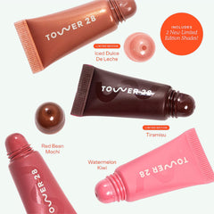 Tower 28 LipSoftie tinted tubes close-up highlight sheer color for everyday wear