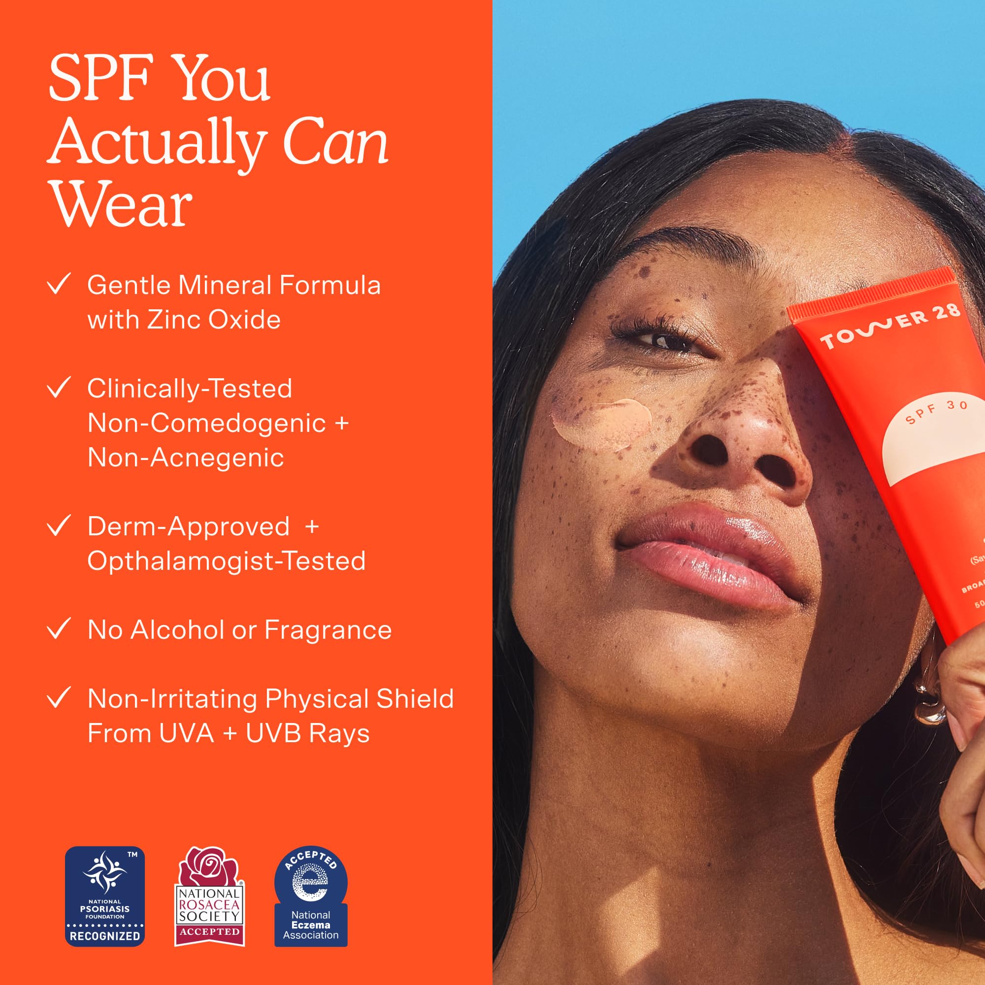 Tower 28 SOS FaceGuard sweat-proof test indicating reliable protection