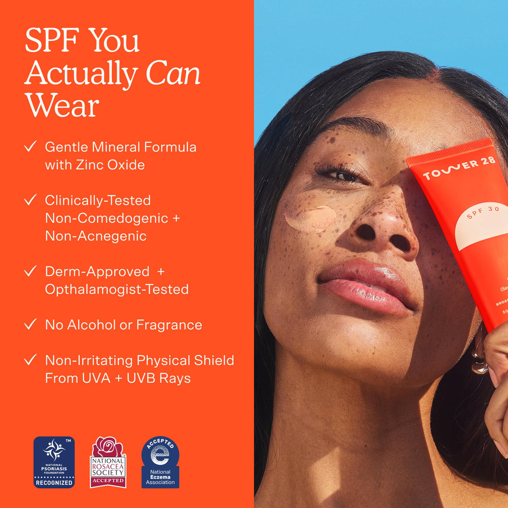 Tower 28 SOS FaceGuard sweat-proof test indicating reliable protection