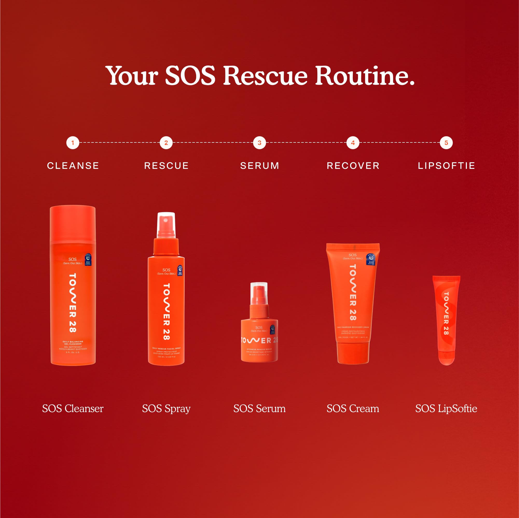 Applying Tower 28 SOS Recovery Face Cream to cheek for gentle hydration