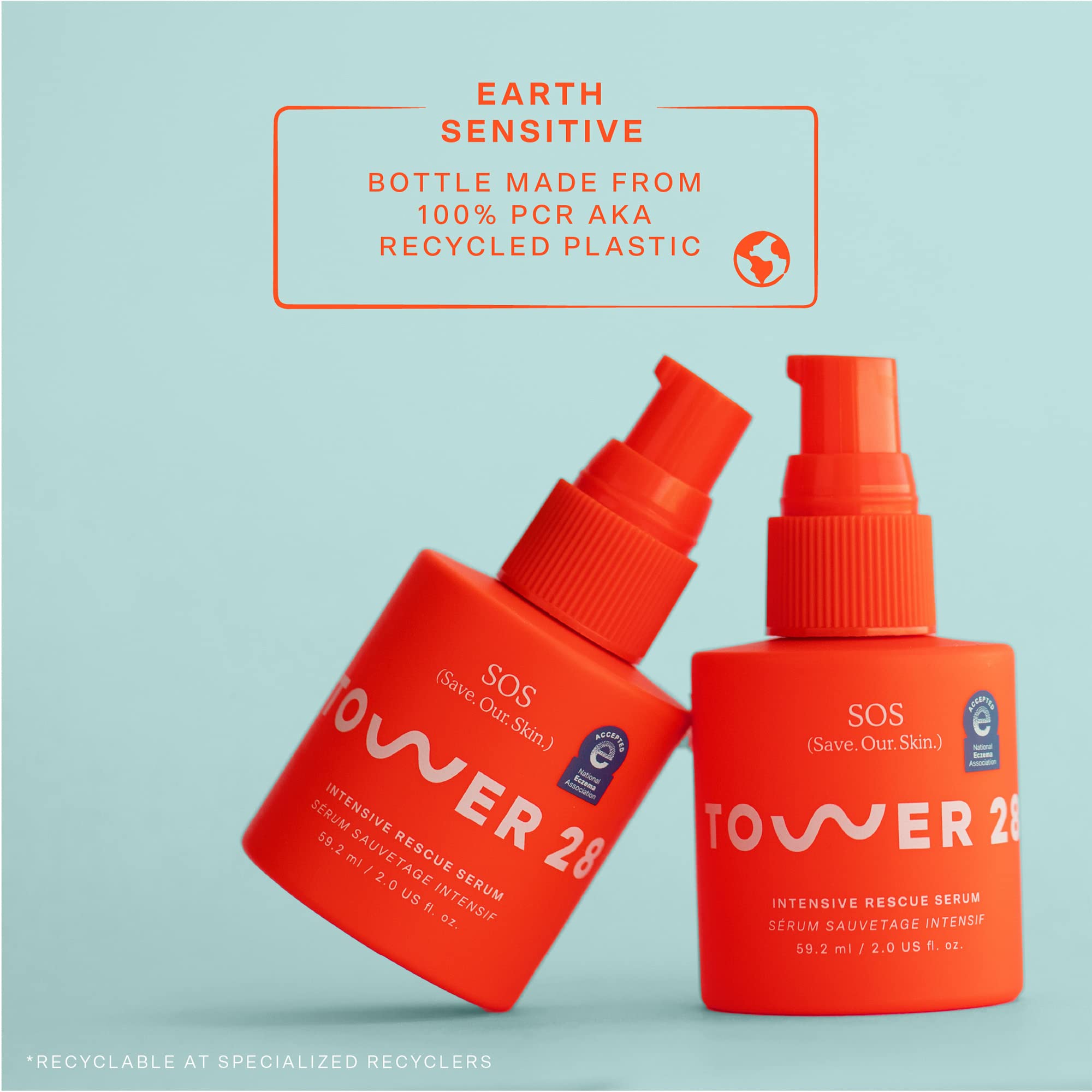 Tower 28 SOS Rescue serum used with SOS Spray and SOS Recovery Cream for complete care