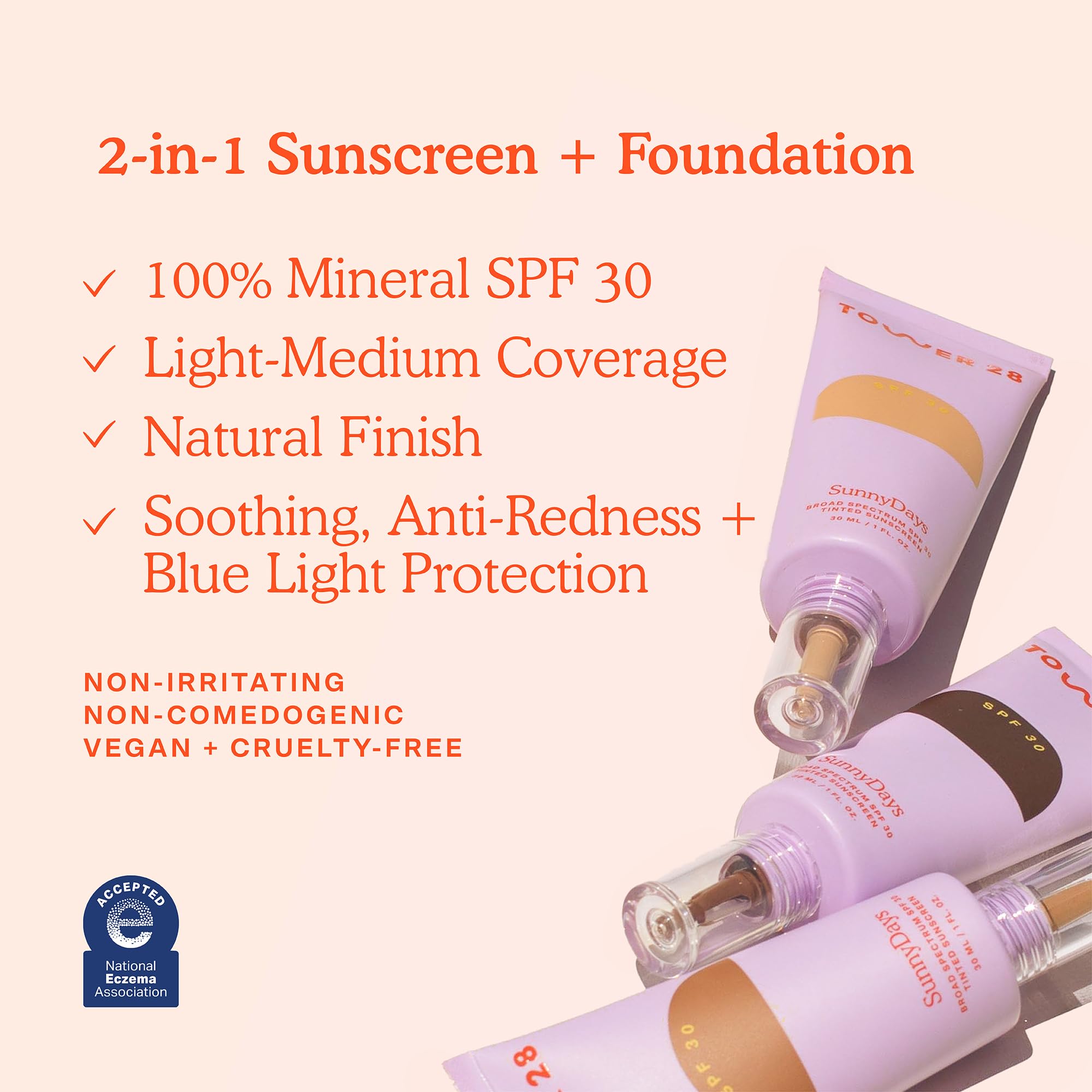 Tower 28 SunnyDays SPF 30 label highlighting mineral sunscreen protection.