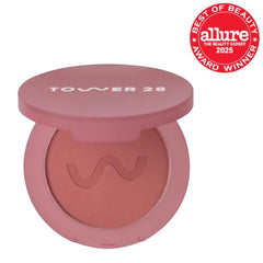 Tower 28 GetSet Rubor en polvo mate rosado Samo Spritzer con textura suave.