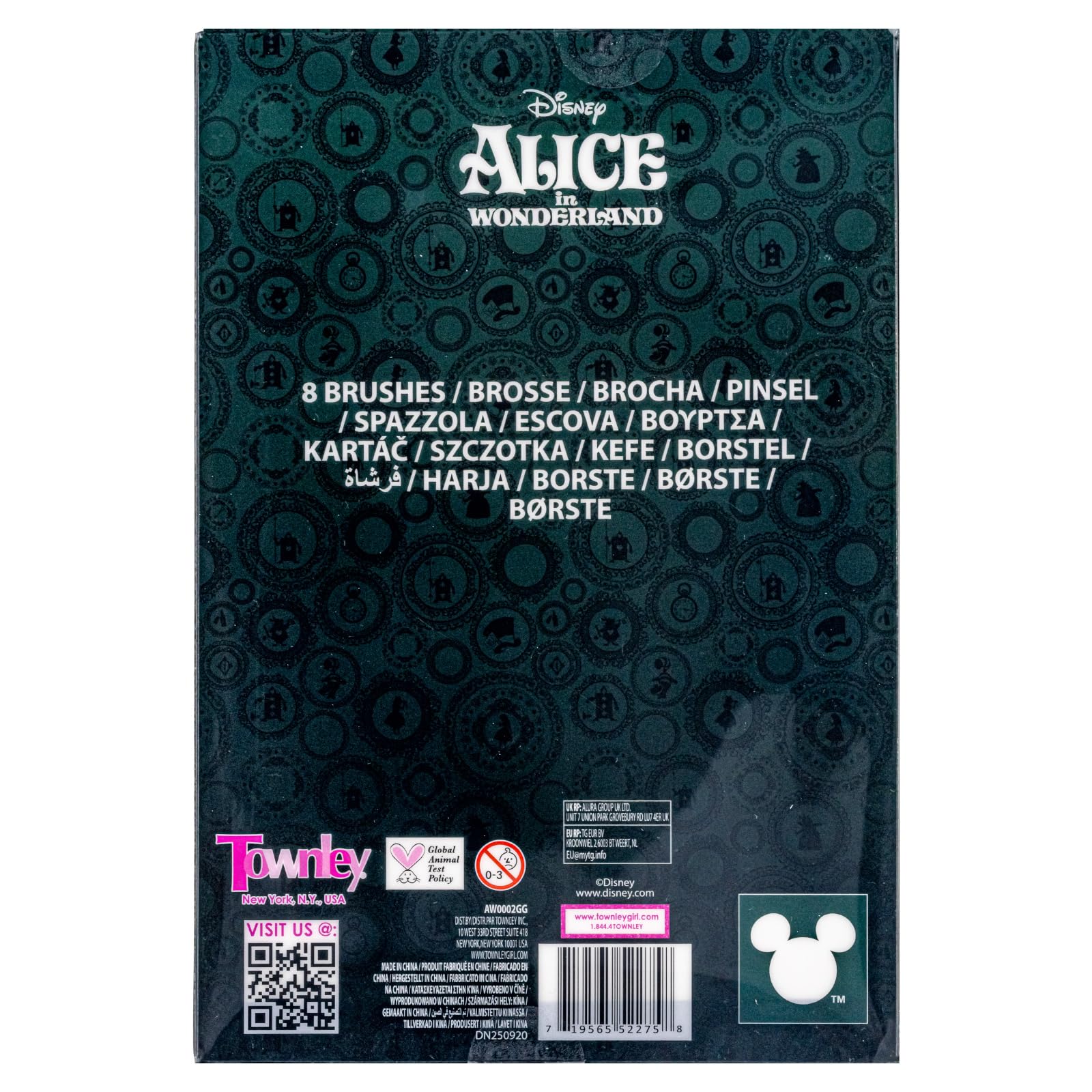 Townley Girl Alice in Wonderland brush set gift-ready packaging signals a whimsical surprise.
